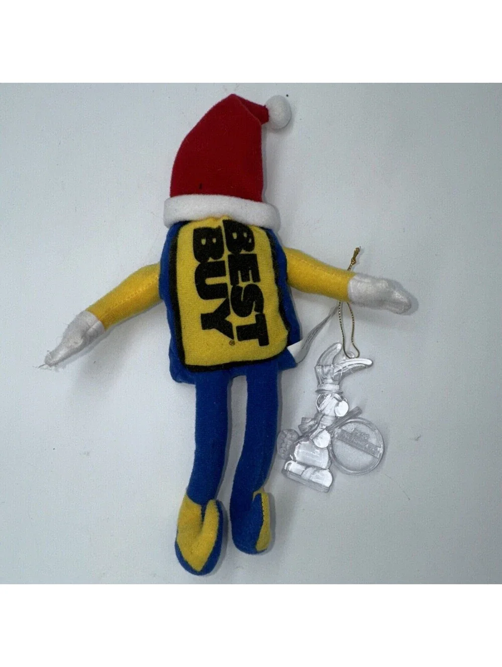 2 Vintage 1990s Best Buy Santa Hat Bean Bag Plush & Energizer Rabbit Ornament